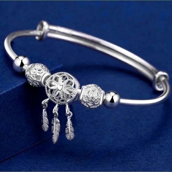Dreamcatcher Sterling Silver Bracelet - 99.9% Pure Silver - Picture 8 of 9